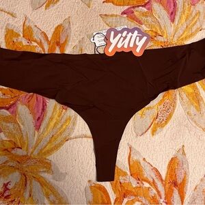 YITTY Bossed Up Brown Thong, Bralette & high waist smoothing shorts.
